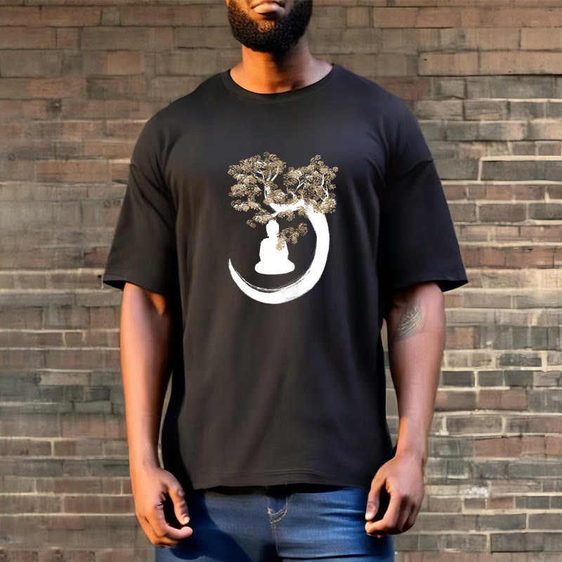 T-shirt en coton Bouddha assis sous l'arbre avec Buddha Stones - image 8