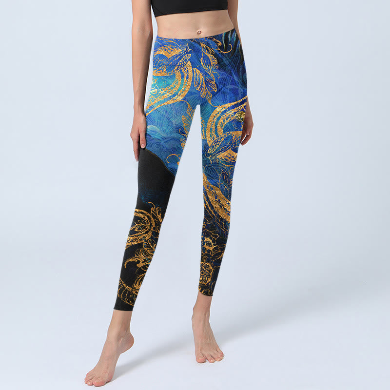 Leggings de sport à imprimé serpent noir, papillon, fleur, feuilles, Buddha Stones, pantalons de yoga pour femmes - image 6