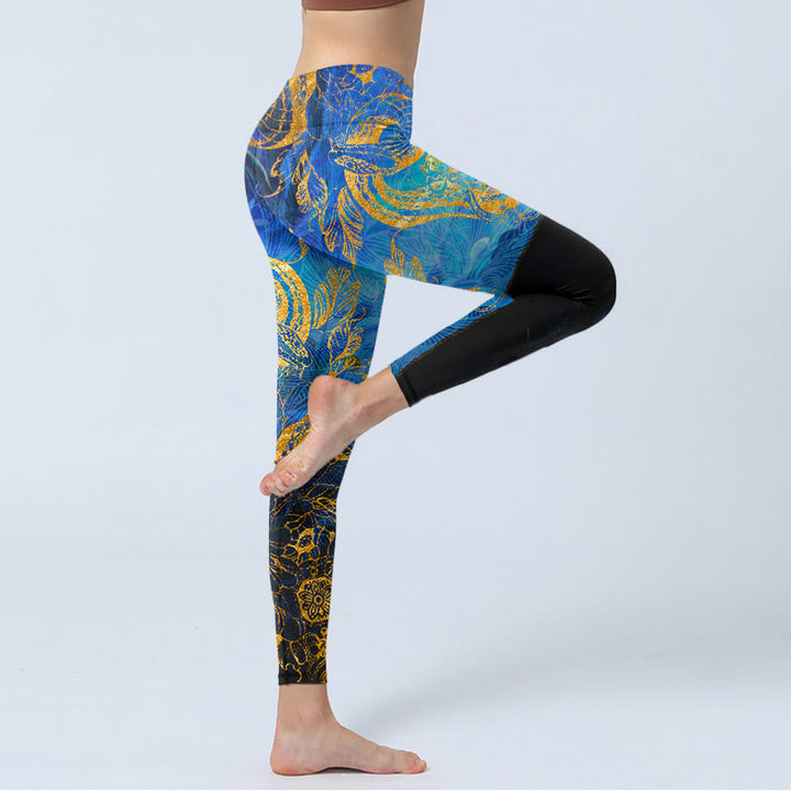 Leggings de sport à imprimé serpent noir, papillon, fleur, feuilles, Buddha Stones, pantalons de yoga pour femmes - image 4