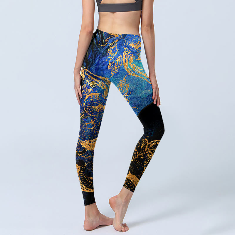 Leggings de sport à imprimé serpent noir, papillon, fleur, feuilles, Buddha Stones, pantalons de yoga pour femmes - image 5
