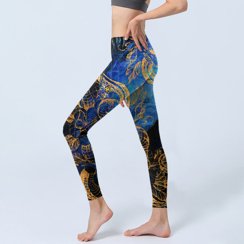Leggings de sport à imprimé serpent noir, papillon, fleur, feuilles, Buddha Stones, pantalons de yoga pour femmes - image 3