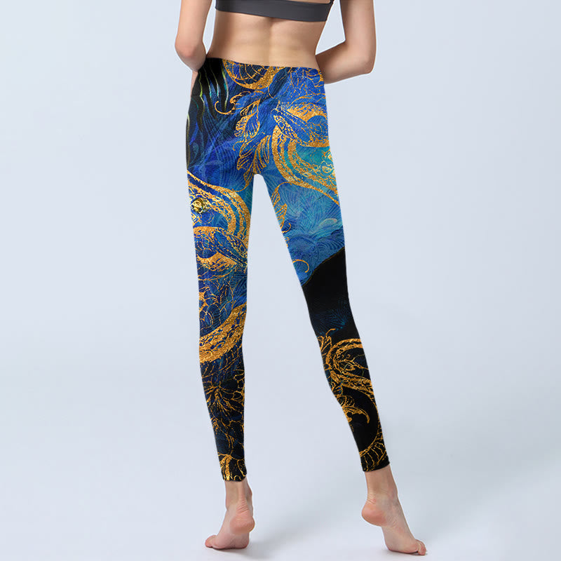 Leggings de sport à imprimé serpent noir, papillon, fleur, feuilles, Buddha Stones, pantalons de yoga pour femmes - image 7
