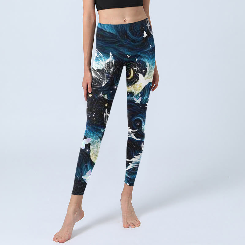 Leggings de sport à imprimé Buddha Stones Blue Butterfly Water Waves Moon Pantalon de yoga pour femme - image 5