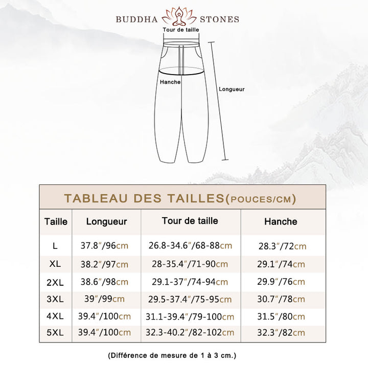 Pantalon d'été en coton et lin pour homme Buddha Stones avec poches