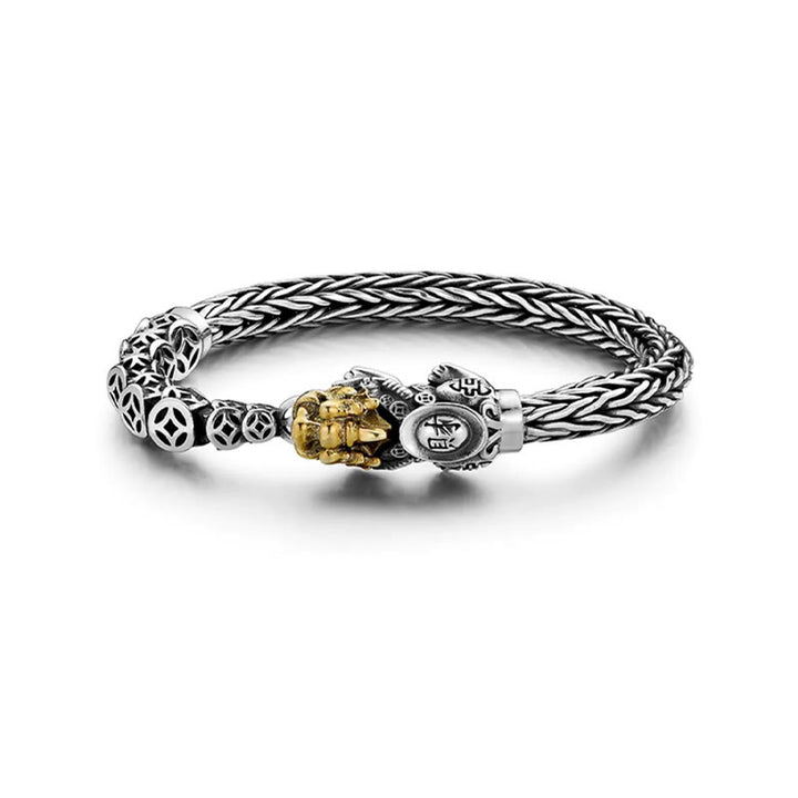 Bracelet de richesse en lingots de pièces de cuivre PiXiu en argent sterling 925 Buddha Stones