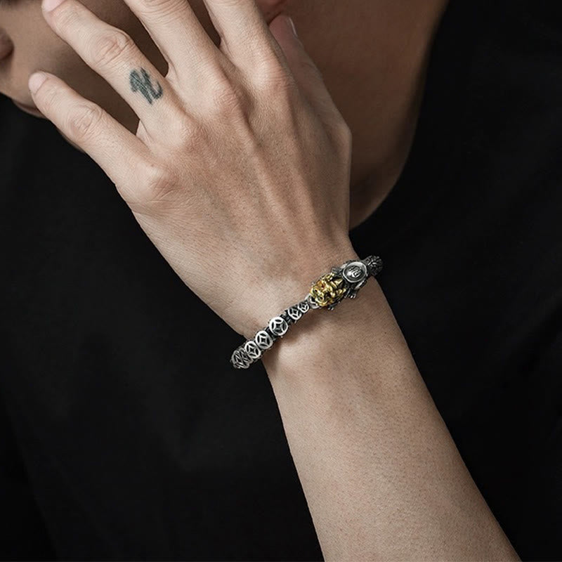 Bracelet de richesse en lingots de pièces de cuivre PiXiu en argent sterling 925 Buddha Stones