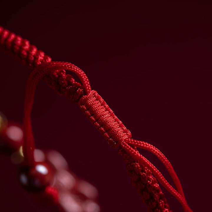 Bracelet tressé en corde rouge avec poignée en cinabre Ruyi et personnage Fu PiXiu fait à la main en Buddha Stones - image 11
