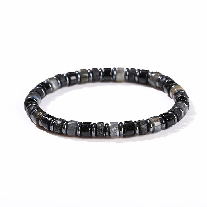 Bracelet de soutien en Buddha Stones, hématite, turquoise, lazurite, lapis-lazuli, pierre de lave et pierre à paillettes noires - image 14