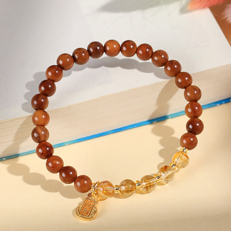 Bracelet en cristal Super Seven en quartz rutile et citrine fantôme verte Buddha Stones pour attirer la confiance et la richesse