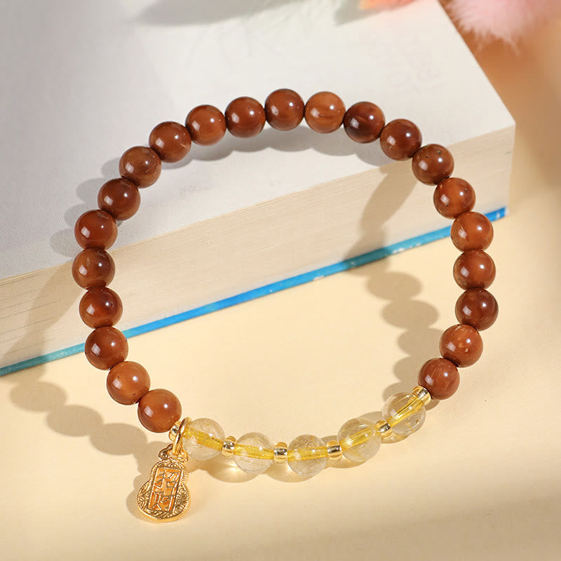 Bracelet en cristal Super Seven en quartz rutile et citrine fantôme verte Buddha Stones pour attirer la confiance et la richesse
