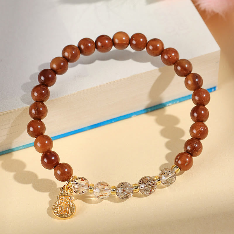 Bracelet en cristal Super Seven en quartz rutile et citrine fantôme verte Buddha Stones pour attirer la confiance et la richesse