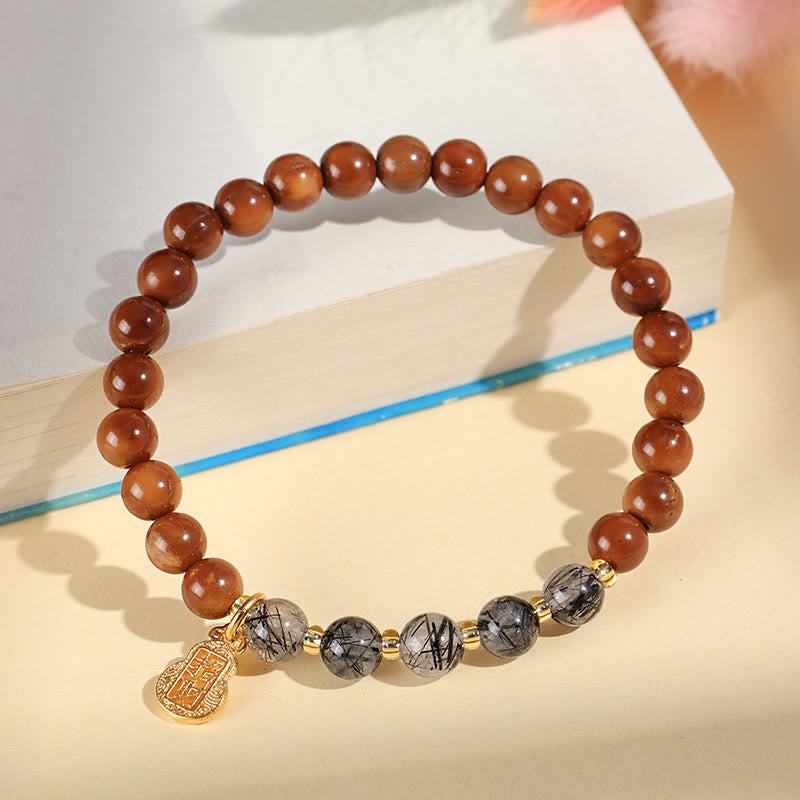 Bracelet en cristal Super Seven en quartz rutile et citrine fantôme verte Buddha Stones pour attirer la confiance et la richesse