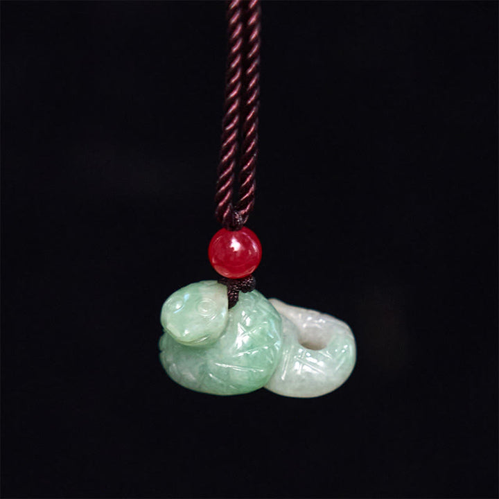 Collier pendentif porte-bonheur en jade naturel Buddha Stones et signe du zodiaque chinois Année du serpent - image 2