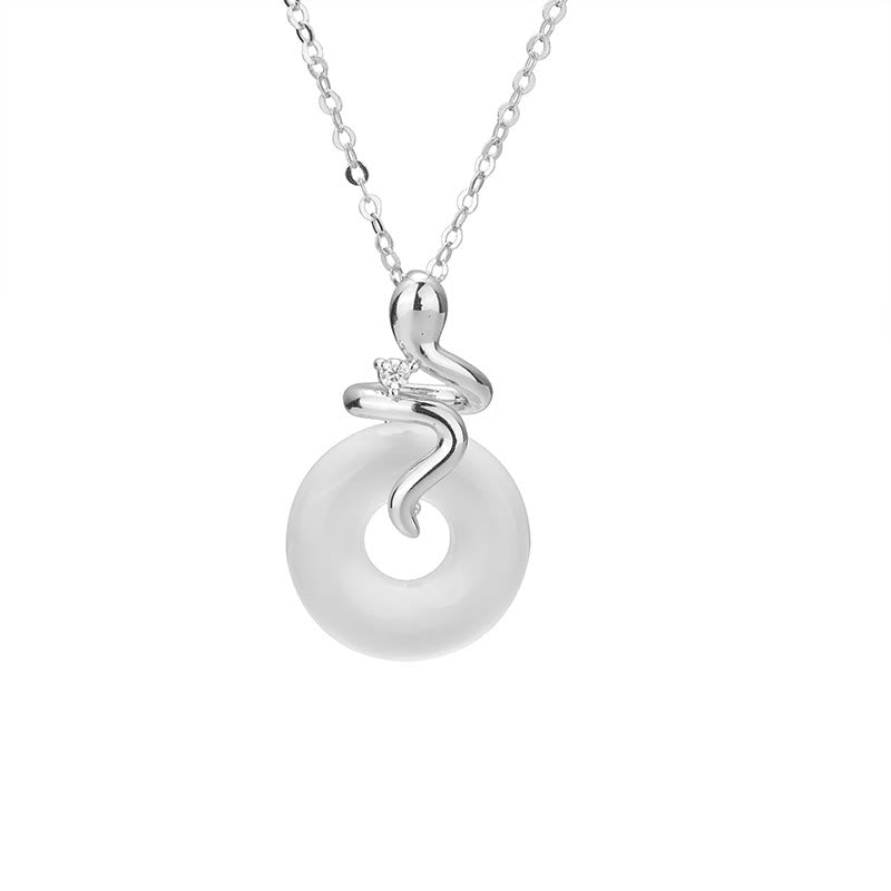 Collier pendentif positif en argent sterling 925 avec boucle de paix en calcédoine et Buddha Stones
