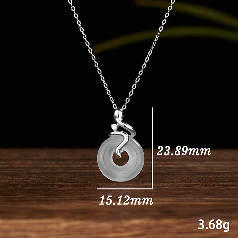 Collier pendentif positif en argent sterling 925 avec boucle de paix en calcédoine et Buddha Stones