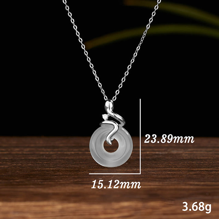 Collier pendentif positif en argent sterling 925 avec boucle de paix en calcédoine et Buddha Stones