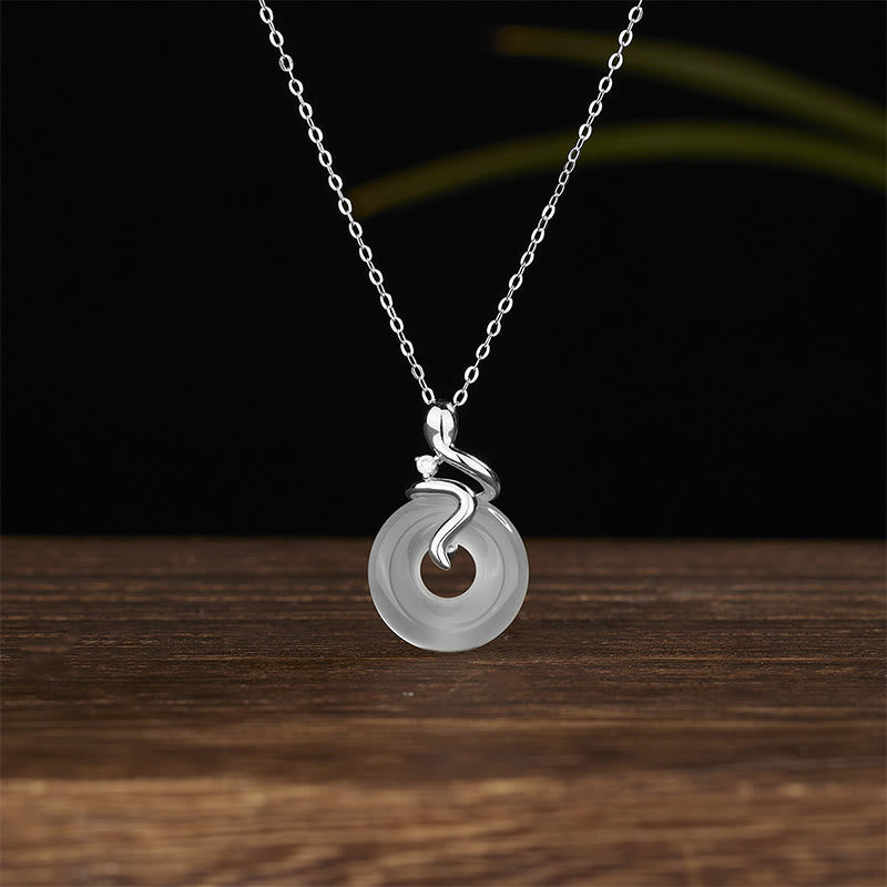 Collier pendentif positif en argent sterling 925 avec boucle de paix en calcédoine et Buddha Stones