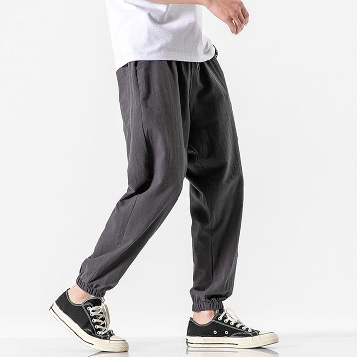 Pantalon en coton uni avec cordon de serrage et poches pour homme Motif Buddha Stones - image 6