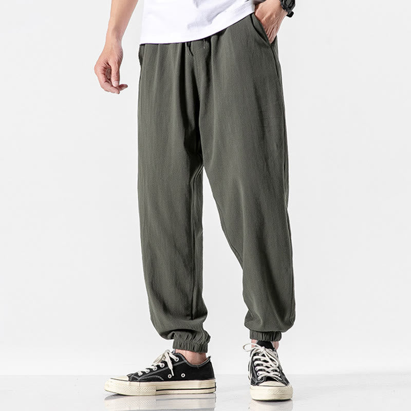 Pantalon en coton uni avec cordon de serrage et poches pour homme Motif Buddha Stones - Vert forêt - US/UK/AU50，EU60 (5XL) - image 0