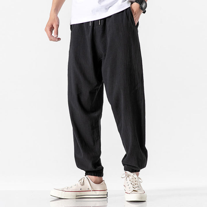Pantalon en coton uni avec cordon de serrage et poches pour homme Motif Buddha Stones - Noir - US/UK/AU50，EU60 (5XL) - image 8