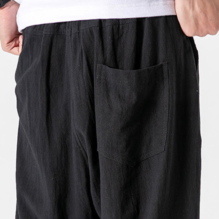 Pantalon en coton uni avec cordon de serrage et poches pour homme Motif Buddha Stones - image 14