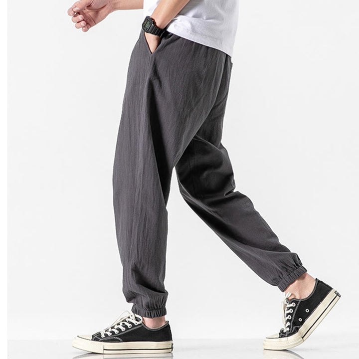 Pantalon en coton uni avec cordon de serrage et poches pour homme Motif Buddha Stones - image 6