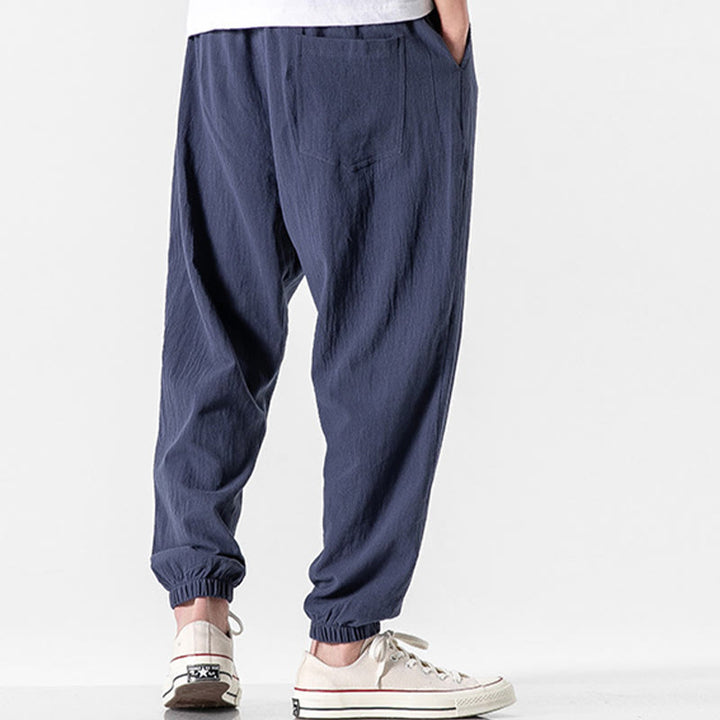 Pantalon en coton uni avec cordon de serrage et poches pour homme Motif Buddha Stones - image 19