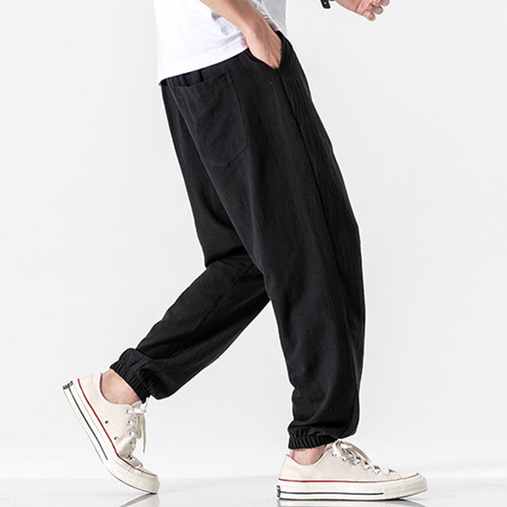 Pantalon en coton uni avec cordon de serrage et poches pour homme Motif Buddha Stones - image 9
