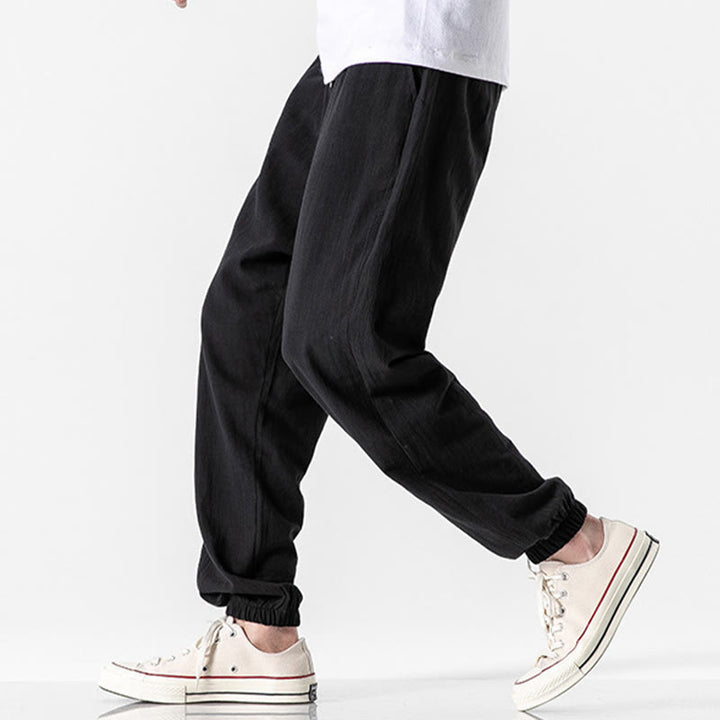 Pantalon en coton uni avec cordon de serrage et poches pour homme Motif Buddha Stones - image 11