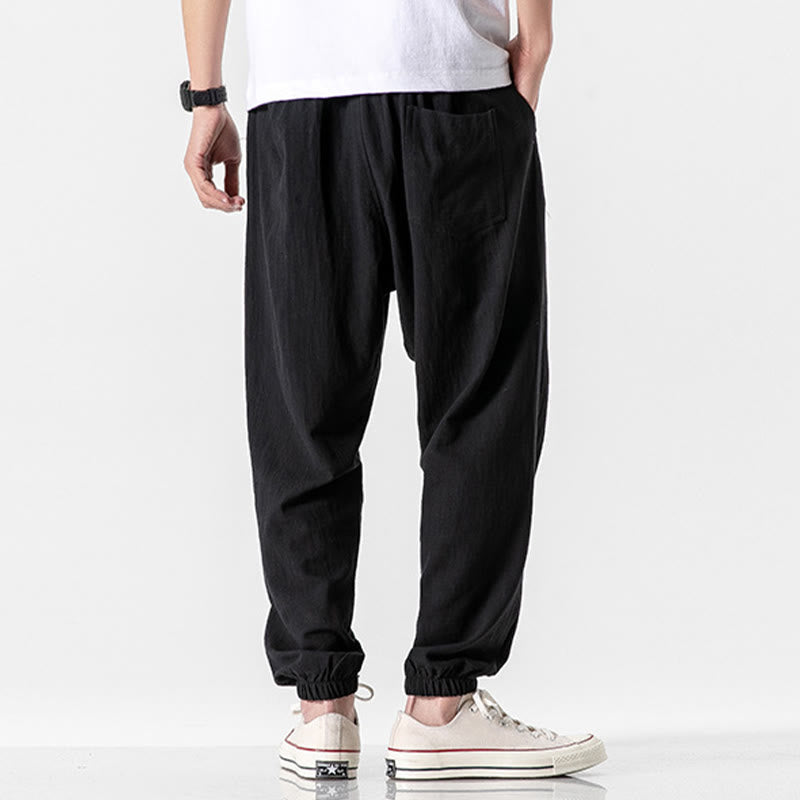Pantalon en coton uni avec cordon de serrage et poches pour homme Motif Buddha Stones - image 11