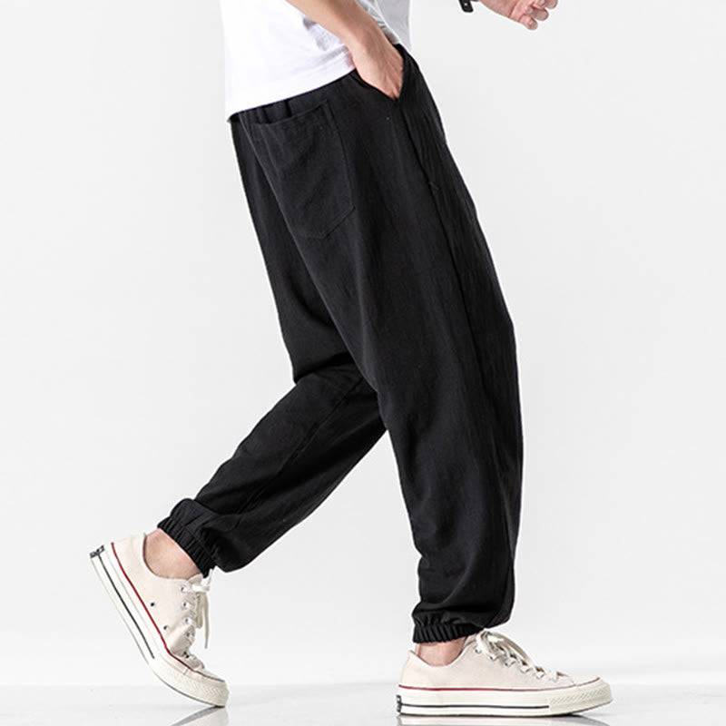 Pantalon en coton uni avec cordon de serrage et poches pour homme Motif Buddha Stones - image 10