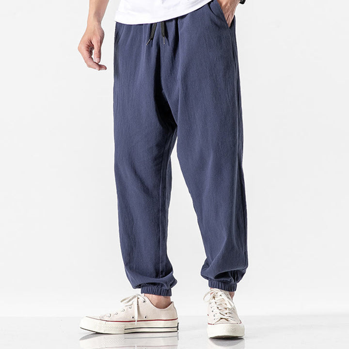 Pantalon en coton uni avec cordon de serrage et poches pour homme Motif Buddha Stones - Bleu foncé - US/UK/AU50，EU60 (5XL) - image 16