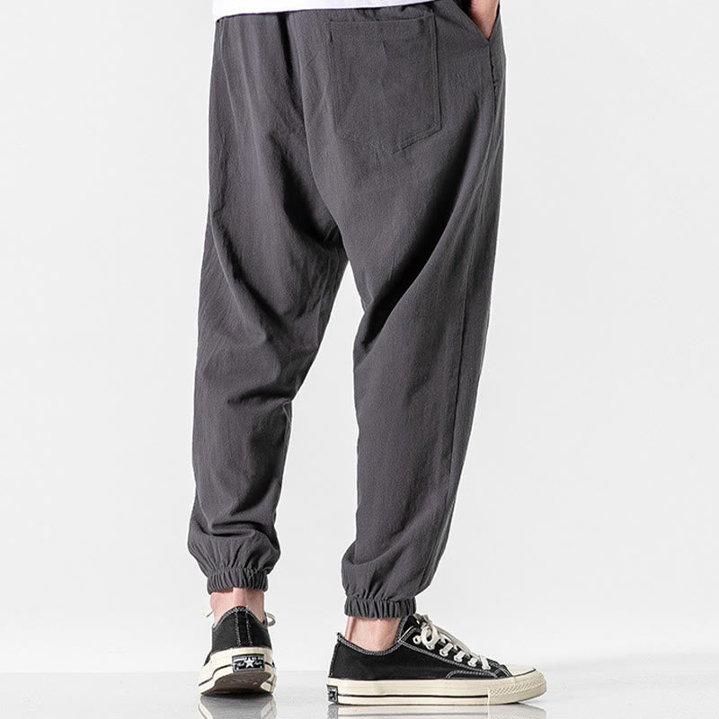 Pantalon en coton uni avec cordon de serrage et poches pour homme Motif Buddha Stones - image 8