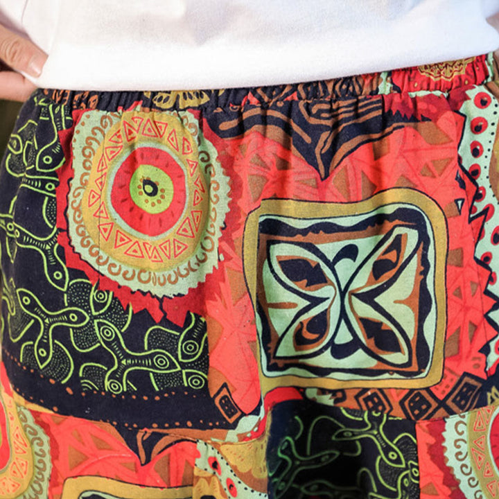 Pantalon sarouel décontracté en coton avec poches pour homme, imprimé feuilles rouges et dorées , Buddha Stones - image 7