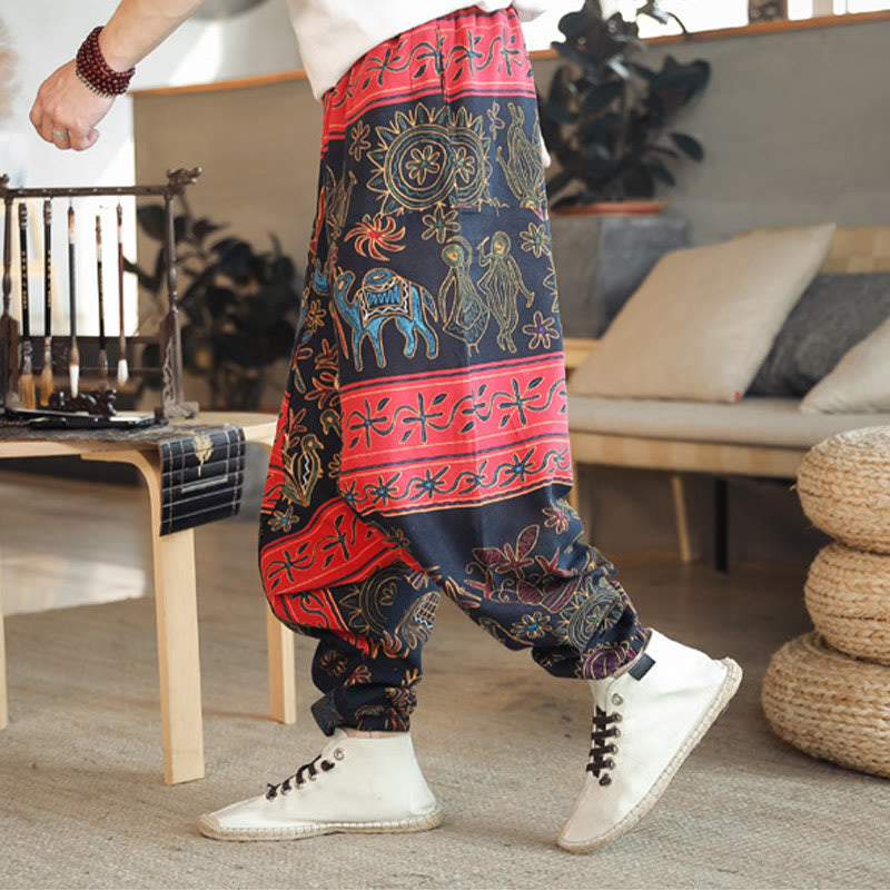 Pantalon sarouel en coton pour homme avec poches et motif de chameau coloré et Buddha Stones - image 2