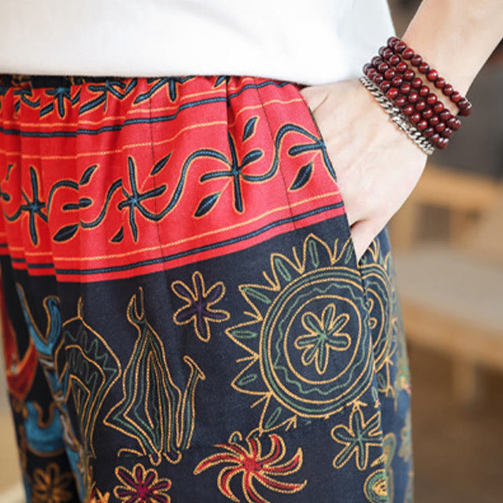 Pantalon sarouel en coton pour homme avec poches et motif de chameau coloré et Buddha Stones - image 7