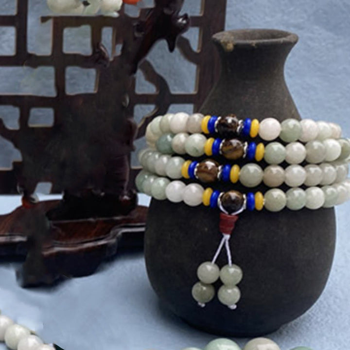 Buddha Stones 108 perles Mala naturel Shetai jade chance prospérité Bracelet