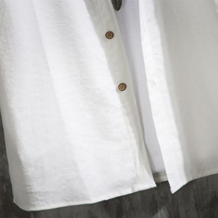 Chemise décontractée à manches trois-quarts et boutons sur le devant pour homme avec motif Buddha Stones