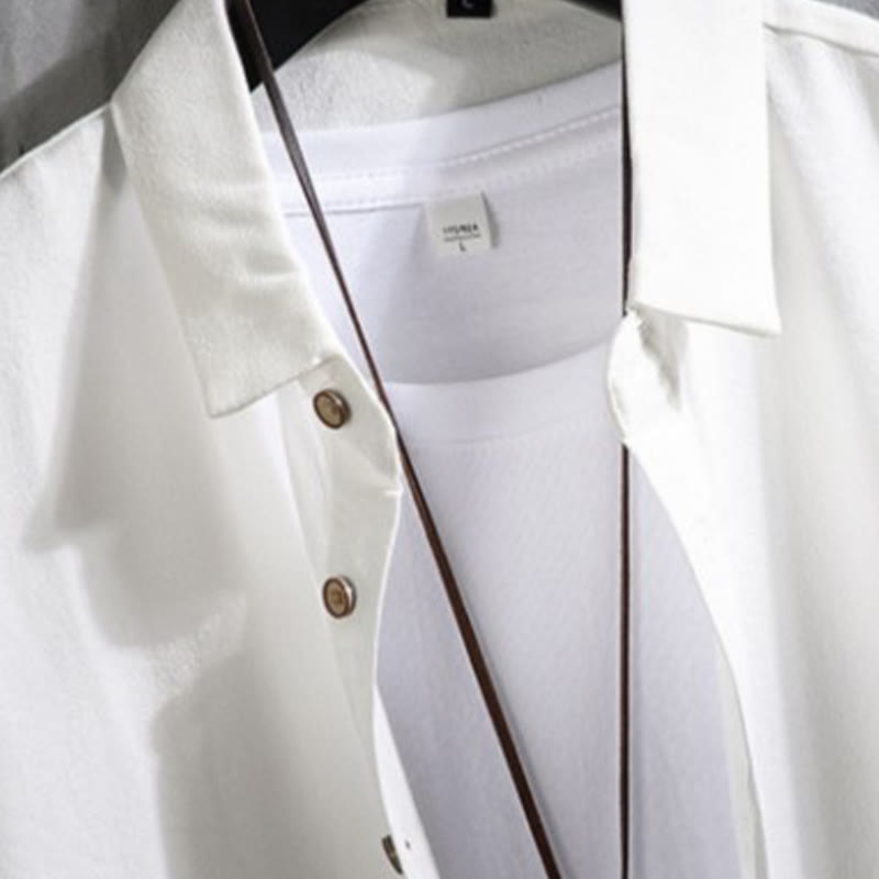 Chemise décontractée à manches trois-quarts et boutons sur le devant pour homme avec motif Buddha Stones
