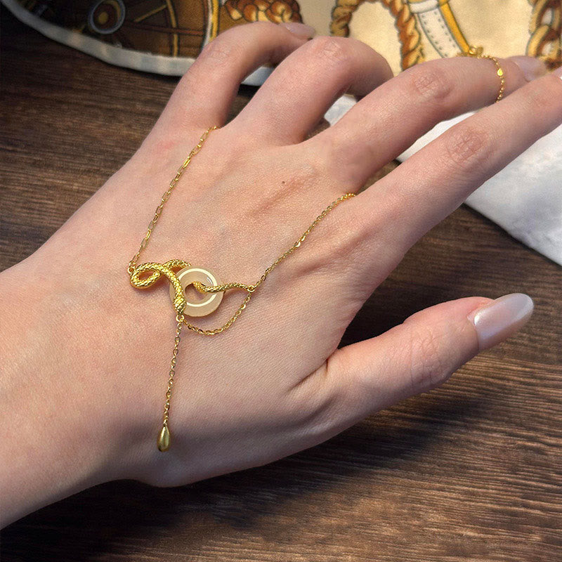 Collier pendentif en argent sterling 925 avec boucle de paix en calcédoine et Buddha Stones, pendentif en or de l'année du serpent - image 11