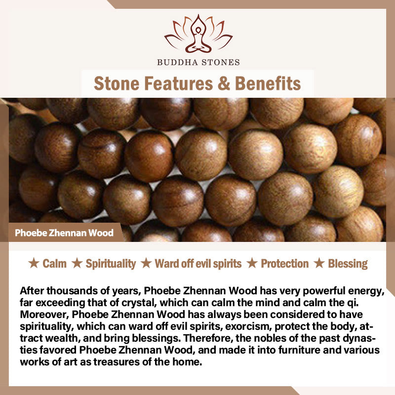 Bracelet de protection en bois naturel Phoebe Zhennan avec 108 perles en forme de larme de Mala Buddha Stones