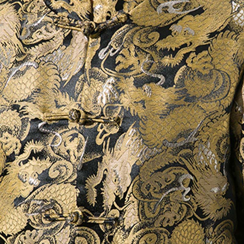 Veste en coton pour homme avec boutons de grenouille et dragon chinois et Buddha Stones