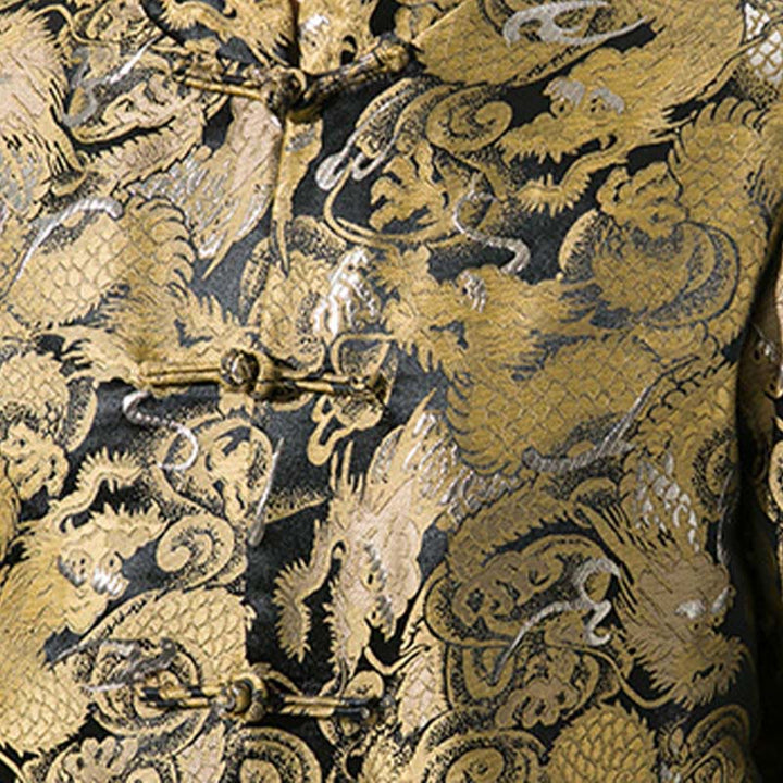 Veste en coton pour homme avec boutons de grenouille et dragon chinois et Buddha Stones