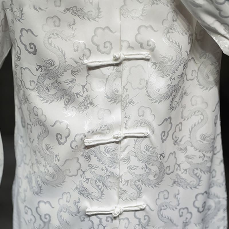 Veste et chemise décontractées en lin pour homme avec motif de dragon et boutons de grenouille - image 19