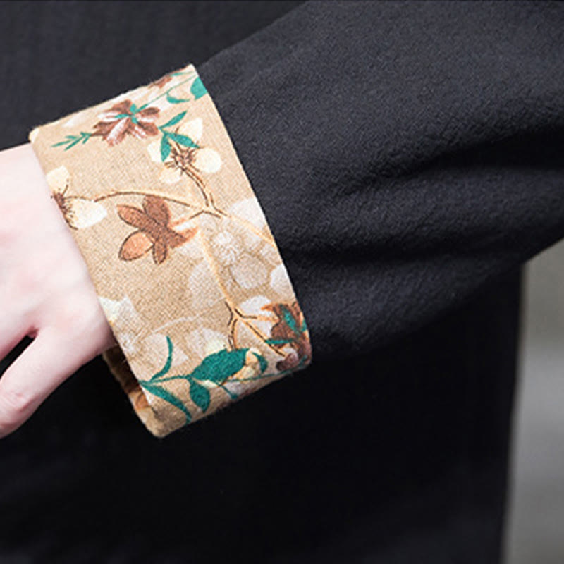 Chemise en coton et lin pour homme, broderie de fleurs de Buddha Stones , motif floral, boutons de grenouille, costume Tang  - image 11