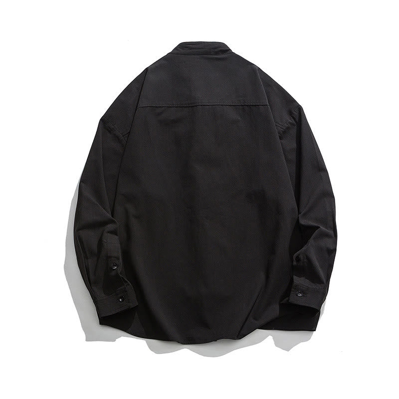 Chemise à boutons de grenouille de couleur unie avec Buddha Stones en coton pour homme  - image 9