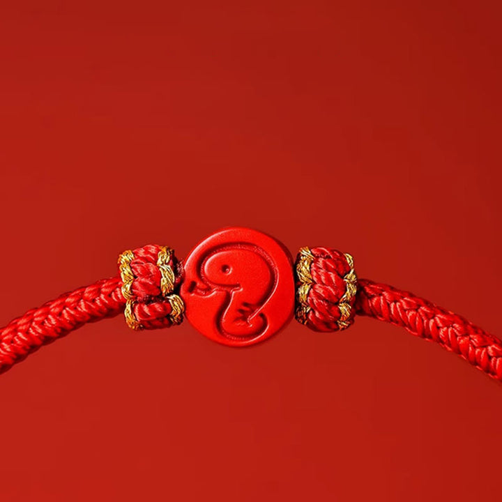 Bracelet porte-bonheur en Buddha Stones et zodiaque chinois, cordon rouge à huit fils, nœud de paix, protection cinabre