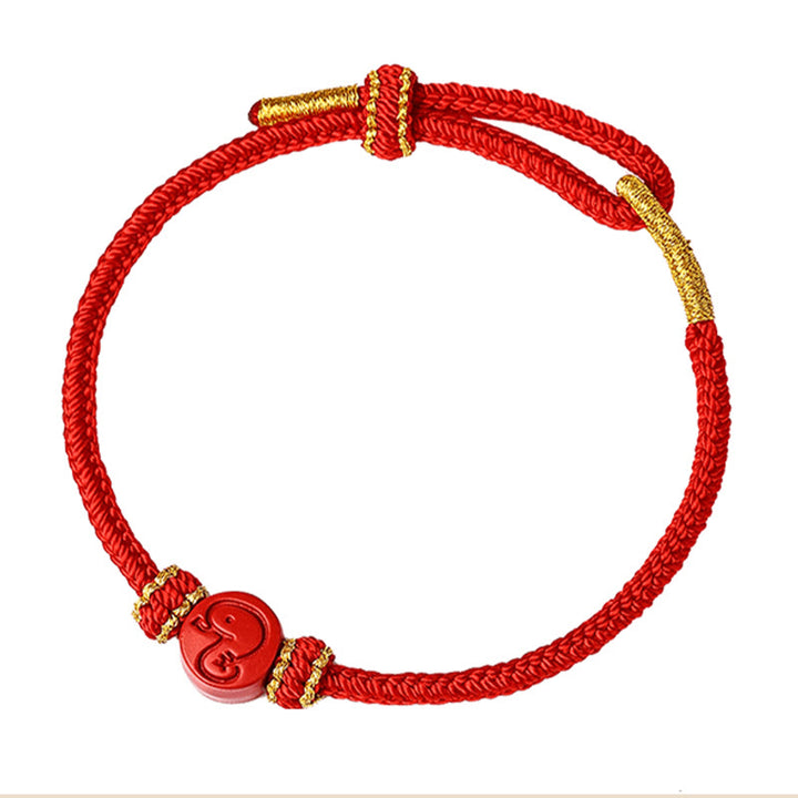 Bracelet porte-bonheur en Buddha Stones et zodiaque chinois, cordon rouge à huit fils, nœud de paix, protection cinabre