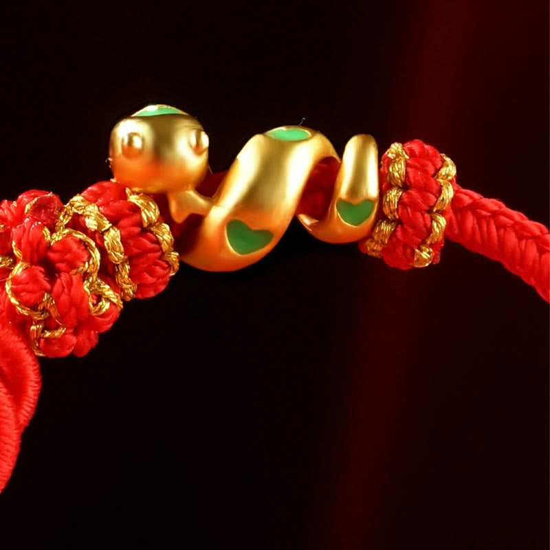 Bracelet tressé de protection de l'année du serpent avec Buddha Stones mandala en fil rouge tissé à la main avec fleurs colorées