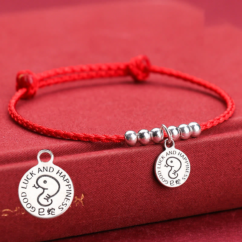 Bracelet de protection en argent sterling 999 avec cordon rouge et Buddha Stones pour enfant du zodiaque chinois